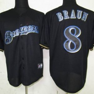 Brewers #8 Ryan Braun Black Fashion Stitched Jersey
