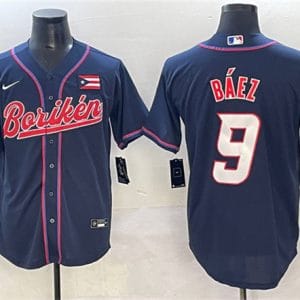 Puerto Rico #9 Javier B¨¢ez Navy 2023 World Classic Stitched Jersey