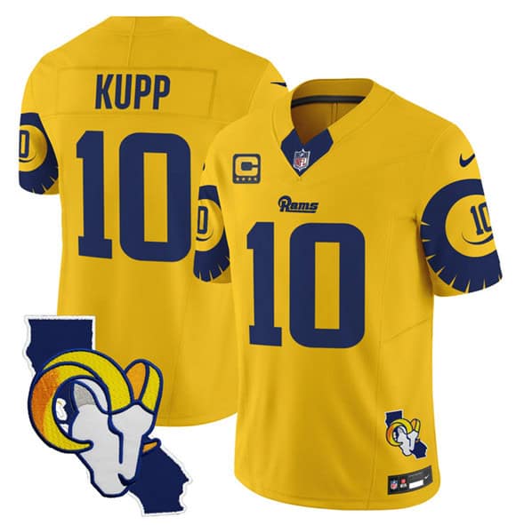Los Angeles Rams #10 Cooper Kupp Gold 2025 4-Star C Patch F.U.S.E. V2 Limited Stitched Jersey