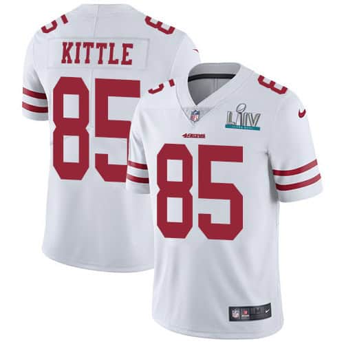 San Francisco 49ers #85 George Kittle White Super Bowl LIV Vaper Untouchable Limited Stitched Jersey