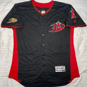 Los Angeles Angels X Anaheim Ducks #27 Mike Trout Black Flex Base Stitched Jersey