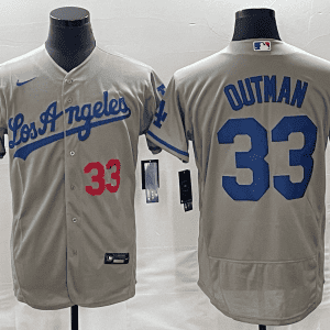 Los Angeles Dodgers #33 James Outman Gray Flex Base Stitched Jersey
