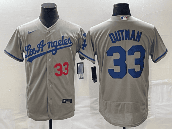 Los Angeles Dodgers #33 James Outman Gray Flex Base Stitched Jersey