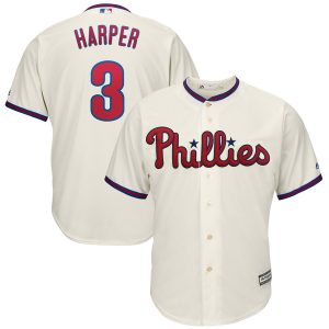 Philadelphia Phillies #3 Bryce Harper Majestic White Cool Base Stitched Jersey