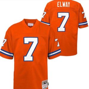1990 Mitchell And Ness Orange Denver Broncos #7 John Elway Stitched Jersey