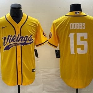 Minnesota Vikings #15 Josh Dobbs Yellow Cool Base Stitched Jersey