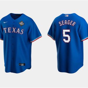 Texas Rangers #5 Corey Seager Royal 2023 World Series Stitched Jersey