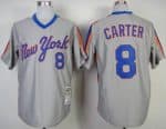 Mitchell And Ness Mets #8 Gary Carter Grey Throwback Stitched Jersey