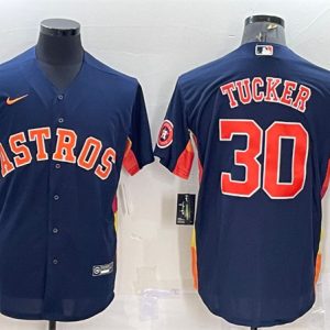 Houston Astros #30 Kyle Tucker Navy With Patch Cool Base Stitched Jersey