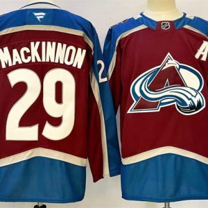 Colorado Avalanche #29 Nathan MacKinnon Burgundy 2024-25 Home With A Patch Stitched Jersey