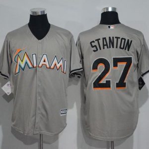 Marlins #27 Giancarlo Stanton Grey New Cool Base Stitched Jersey