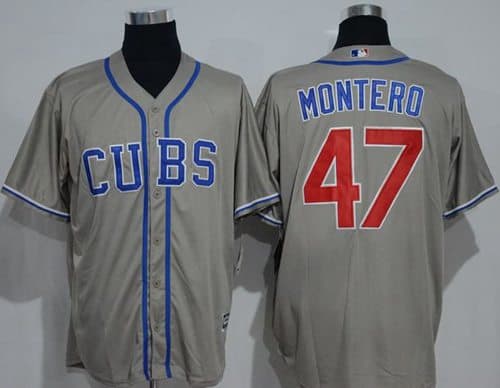 Cubs #47 Miguel Montero Grey New Cool Base Alternate Road Stitched Jersey