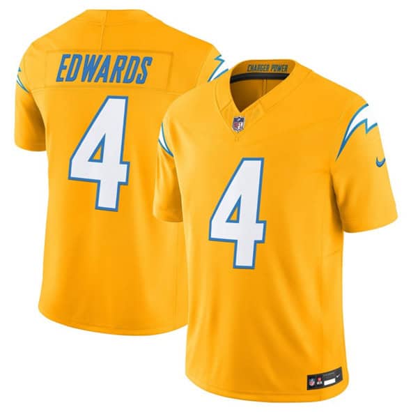Los Angeles Chargers #4 Taylor Heinicke Gold 2025 F.U.S.E. Alternate Vapor Limited Football Stitched Jersey