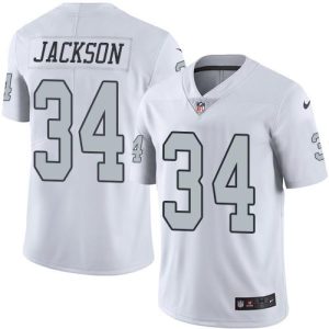 Raiders #34 Bo Jackson White Stitched Limited Rush Nike Jersey