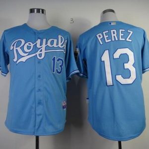 Royals #13 Salvador Perez Light Blue Cool Base Stitched Jersey