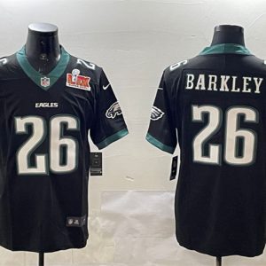Philadelphia Eagles #26 Saquon Barkley Black 2025 Super Bowl LIX Patch New Vapor Untouchable Limited Stitched Jersey