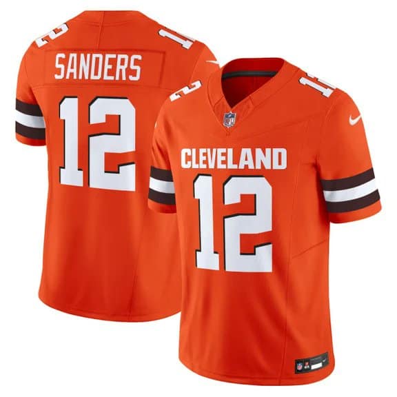 Cleveland Browns #12 Shedeur Sanders Orange 2025 Draft F.U.S.E. Vapor Limited Stitched Football Jersey