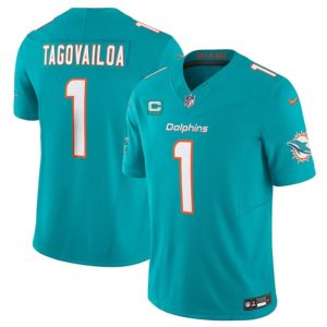 Miami Dolphins #1 Tua Tagovailoa Aqua 2024 F.U.S.E. With 3-Star C Patch Vapor Limited Stitched Jersey