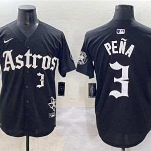Houston Astros #3 Jeremy Pena Black Gothic 'Houston Born Barrio Raised' Limited Stitched Jersey