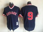 Boston Red Sox #9 Ted Williams Mitchell And Ness Dark Blue 1990 Throwback Stitched Jersey