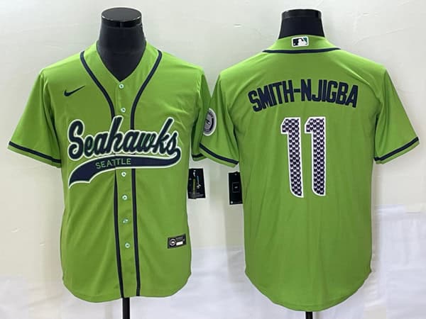 Seattle Seahawks #11 Jaxon Smith-Njigba Green With Patch Cool Base Stitched Jersey