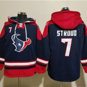 Houston Texans #7 C.J. Stroud Navy Ageless Must-Have Lace-Up Pullover Hoodie