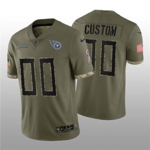 Tennessee Titans Custom 2022 Olive Salute To Service Limited Stitched Jersey