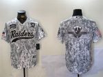 Las Vegas Raiders Team Big Logo 2024 Arctic Camo Salute To Service With 65th Anniversary Patch Stitched Jersey