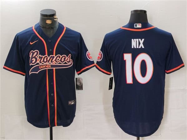 Denver Broncos #10 Bo Nix Navy Cool Base Stitched Jersey