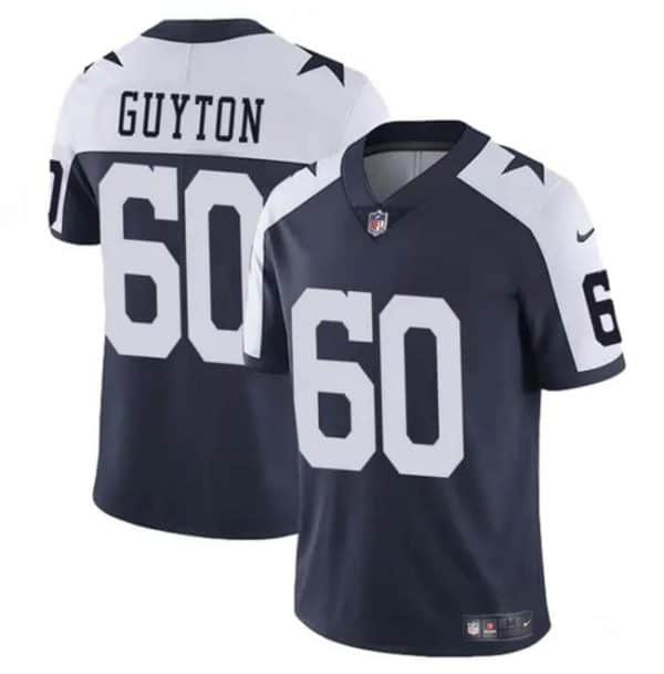 Dallas Cowboys #60 Tyler Guyton Navy White 2024 Draft Vapor Untouchable Thanksgiving Limited Stitched Jersey
