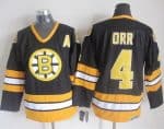 Bruins #4 Bobby Orr Black Yellow CCM Throwback Stitched Jersey