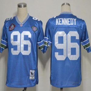 Mitchell And Ness Hall Of Fame 2012 Seahawks #96 Cortez Kennedy Blue Stitched Throwback Jersey