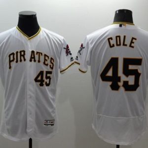 Pirates #45 Gerrit Cole White Flexbase Authentic Collection Stitched Jersey