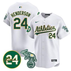 Oakland Athletics #24 Ricky Henderson White 2024 Home Limited With Patch Stitched Jersey