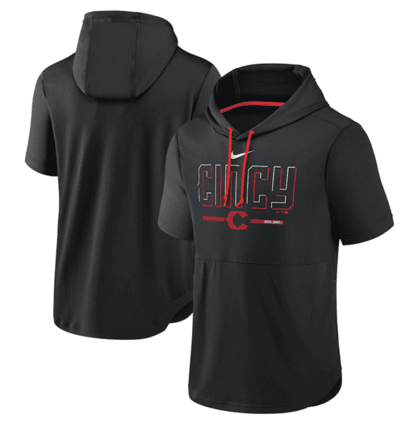 Cincinnati Reds Black 2023 City Connect Short Sleeve Pullover Hoodie