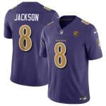 Baltimore Ravens #8 Lamar Jackson Purple 2023 F.U.S.E. With John Madden Patch Color Rush Limited Jersey