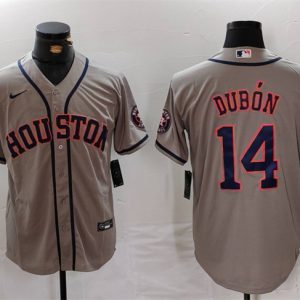 Houston Astros #14 Mauricio Dub¨®n Gray Cool Base Stitched Jersey