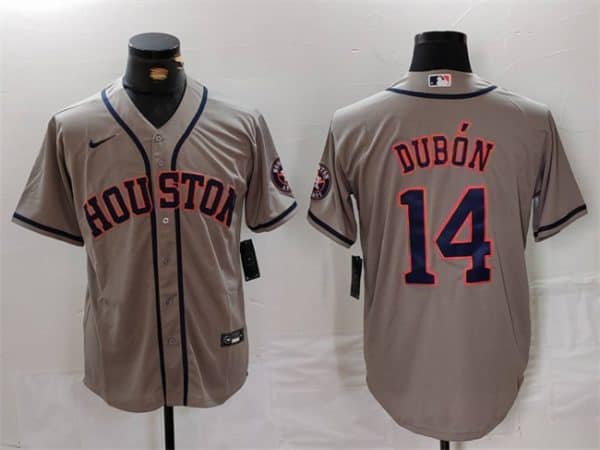 Houston Astros #14 Mauricio Dub¨®n Gray Cool Base Stitched Jersey