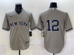 New York Yankees #12 Trent Grisham Grey Cool Base Stitched Jersey