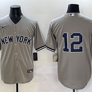 New York Yankees #12 Trent Grisham Grey Cool Base Stitched Jersey