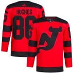 New Jersey Devils #86 Jack Hughes Red 2023-2024 Stadium Series Stitched Jersey