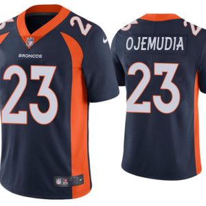 Denver Broncos #23 Michael Ojemudia Navy Vapor Untouchable Limited Stitched Jersey