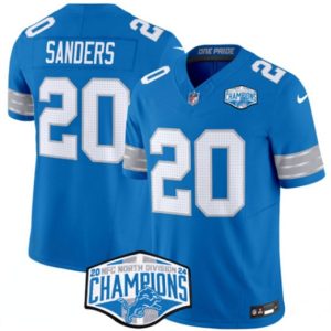 Detroit Lions #20 Barry Sanders Blue 2024 NFC North Champions F.U.S.E. Vapor Limited Stitched Jersey