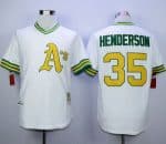 Mitchell And Ness Athletics #35 Rickey Henderson White Cool Base Stitched Jersey