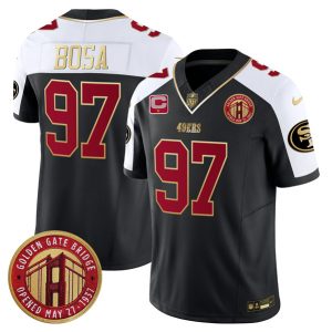 San Francisco 49ers #97 Nick Bosa Balck F.U.S.E. Golden Gate Bridge With 1-Star C Patch Alternate Vapor Limited Stitched Jersey