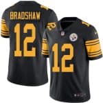 Steelers #12 Terry Bradshaw Black Stitched Limited Rush Nike Jersey