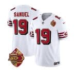 San Francisco 49ers #19 Deebo Samuel White 2023 F.U.S.E. 50th Patch Throwback Stitched Jersey