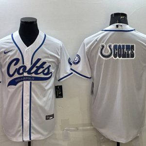 Indianapolis Colts White Team Big Logo With Patch Cool Base Stitched Baseball Jersey
