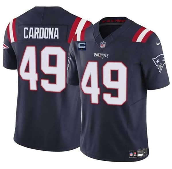 New England Patriots #49 Joe Cardona Navy 2024 F.U.S.E. With 1-Star C Patch Vapor Limited Stitched Jersey