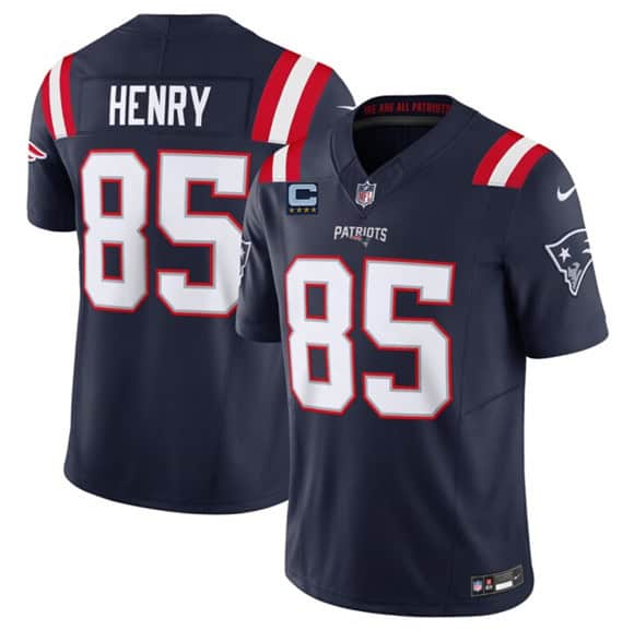 New England Patriots #85 Hunter Henry Navy 2025 F.U.S.E. With 4-Star C Patch Vapor Limited Stitched Jersey